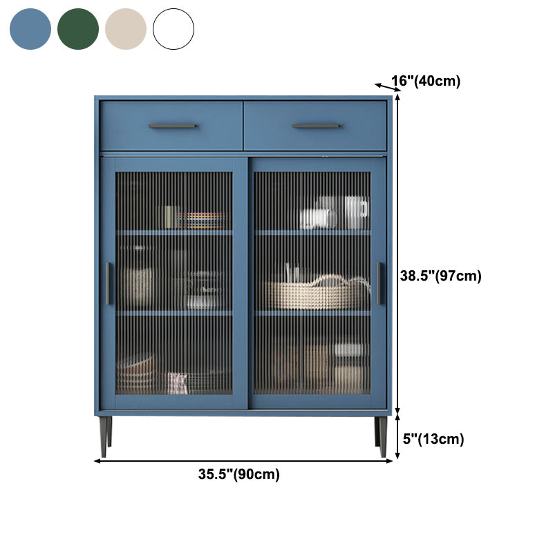 Adjustable Shelving Dining Server Modern Manufactured Wood Server with Sliding Doors