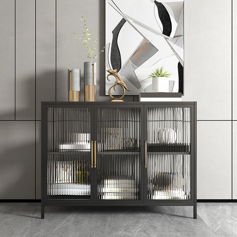 Luxury Storage Sideboard Sintered Stone Sideboard Cabinet with Glass Doors