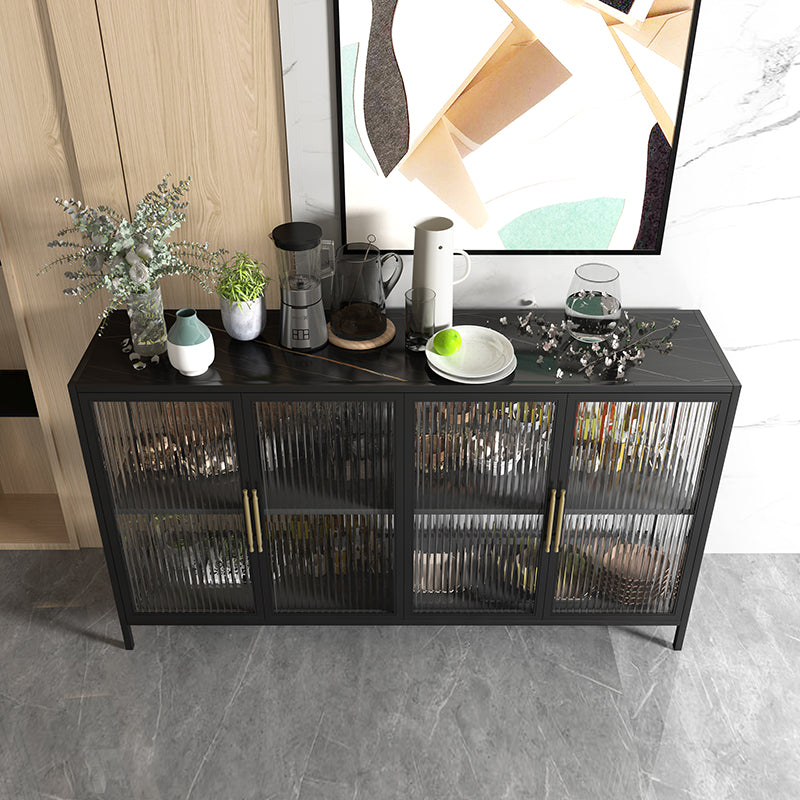 Luxury Storage Sideboard Sintered Stone Sideboard Cabinet with Glass Doors