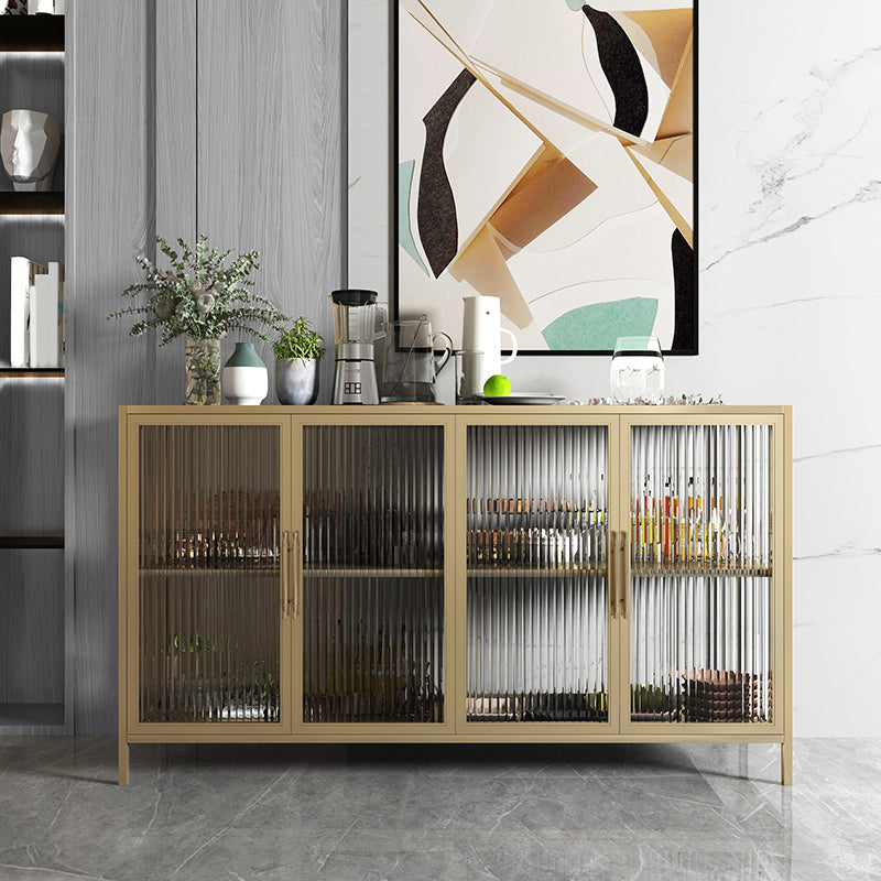 Luxury Storage Sideboard Sintered Stone Sideboard Cabinet with Glass Doors