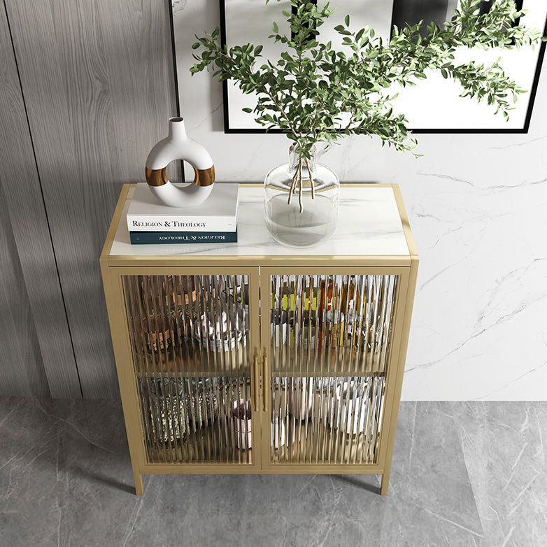 Luxury Storage Sideboard Sintered Stone Sideboard Cabinet with Glass Doors