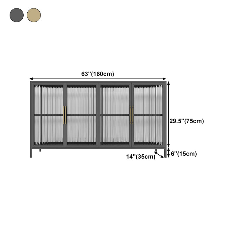 Luxury Storage Sideboard Sintered Stone Sideboard Cabinet with Glass Doors