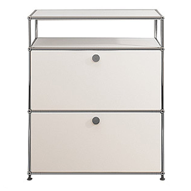 Contemporary White Sideboard Metal Dining Sideboard Table for Living Room