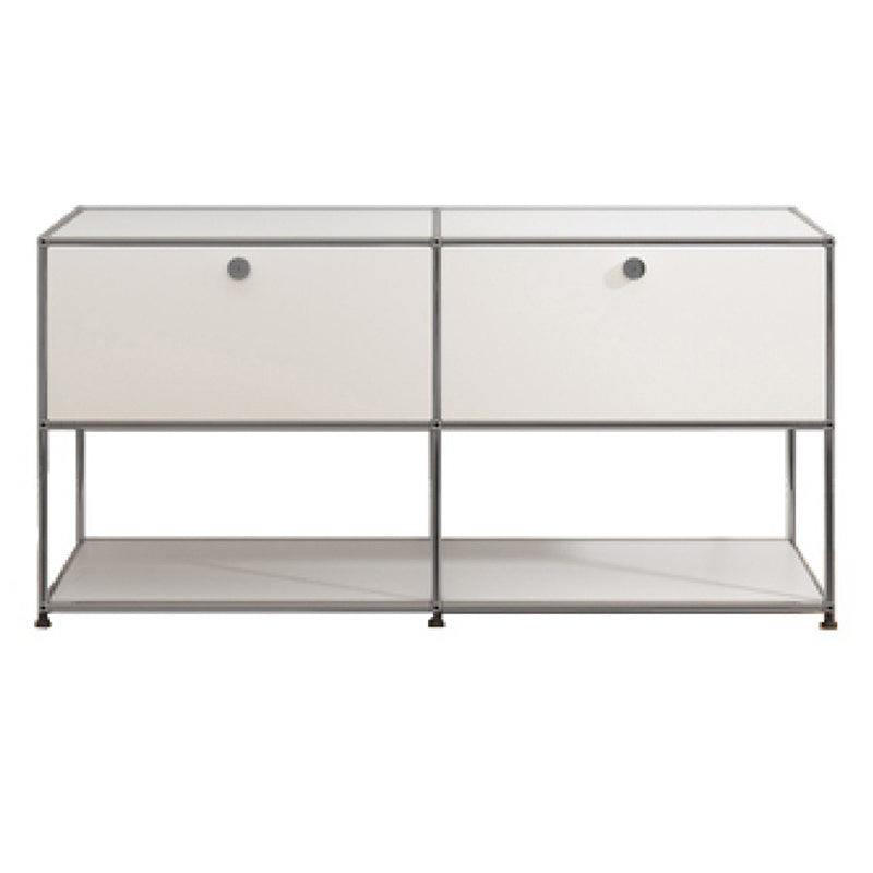 Contemporary White Sideboard Metal Dining Sideboard Table for Living Room