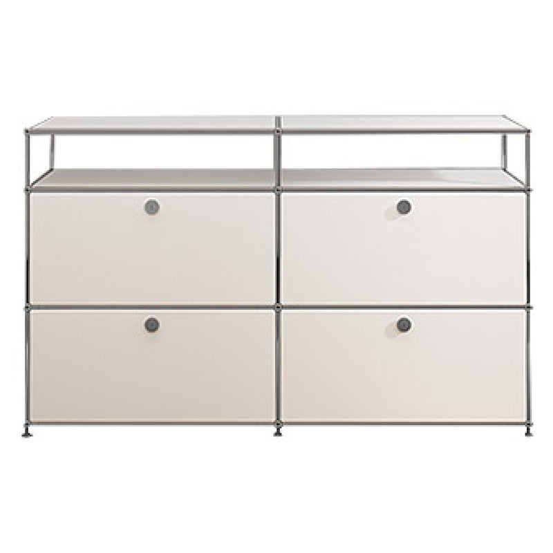 Contemporary White Sideboard Metal Dining Sideboard Table for Living Room