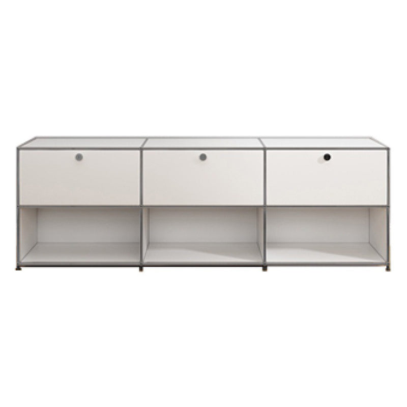 Contemporary White Sideboard Metal Dining Sideboard Table for Living Room