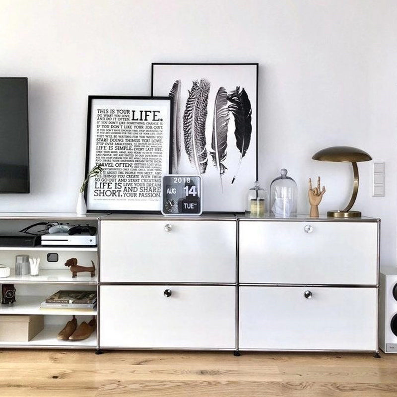 Contemporary White Sideboard Metal Dining Sideboard Table for Living Room