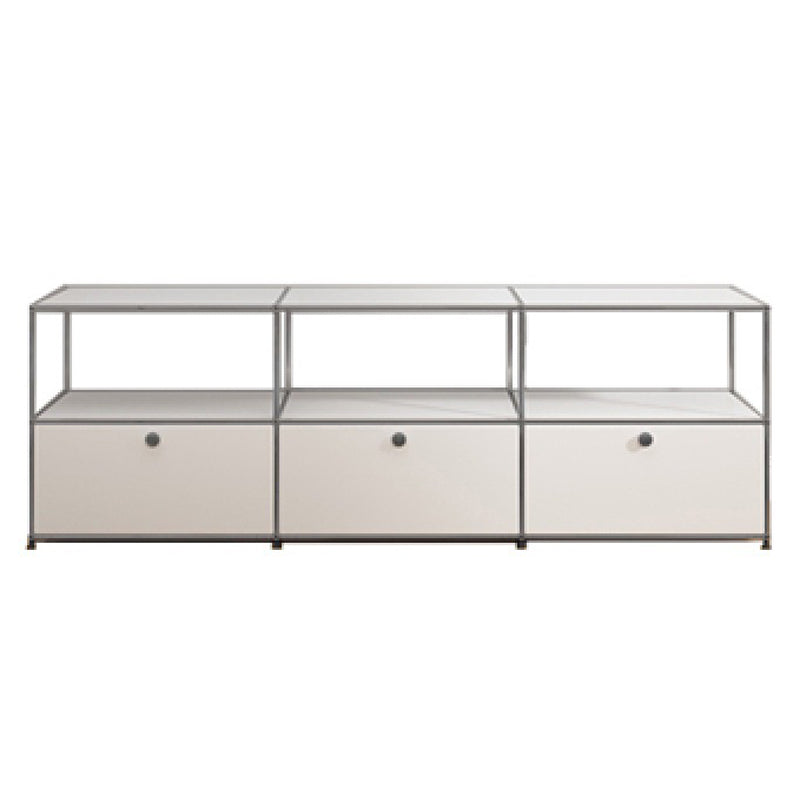 Contemporary White Sideboard Metal Dining Sideboard Table for Living Room