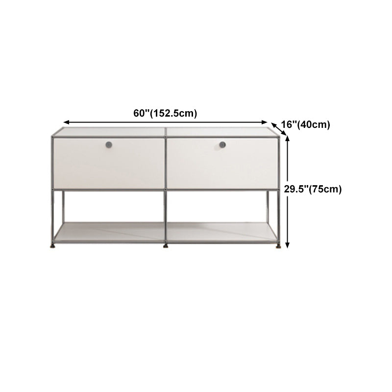 Contemporary White Sideboard Metal Dining Sideboard Table for Living Room