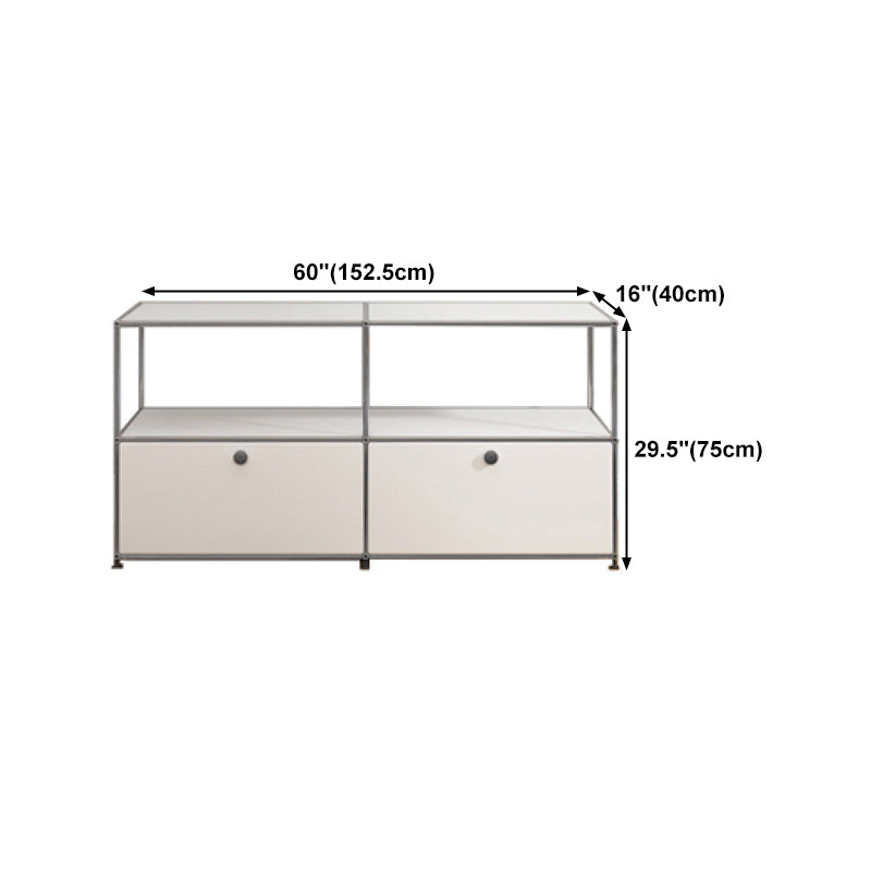 Contemporary White Sideboard Metal Dining Sideboard Table for Living Room