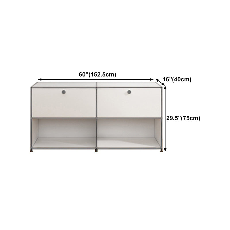 Contemporary White Sideboard Metal Dining Sideboard Table for Living Room