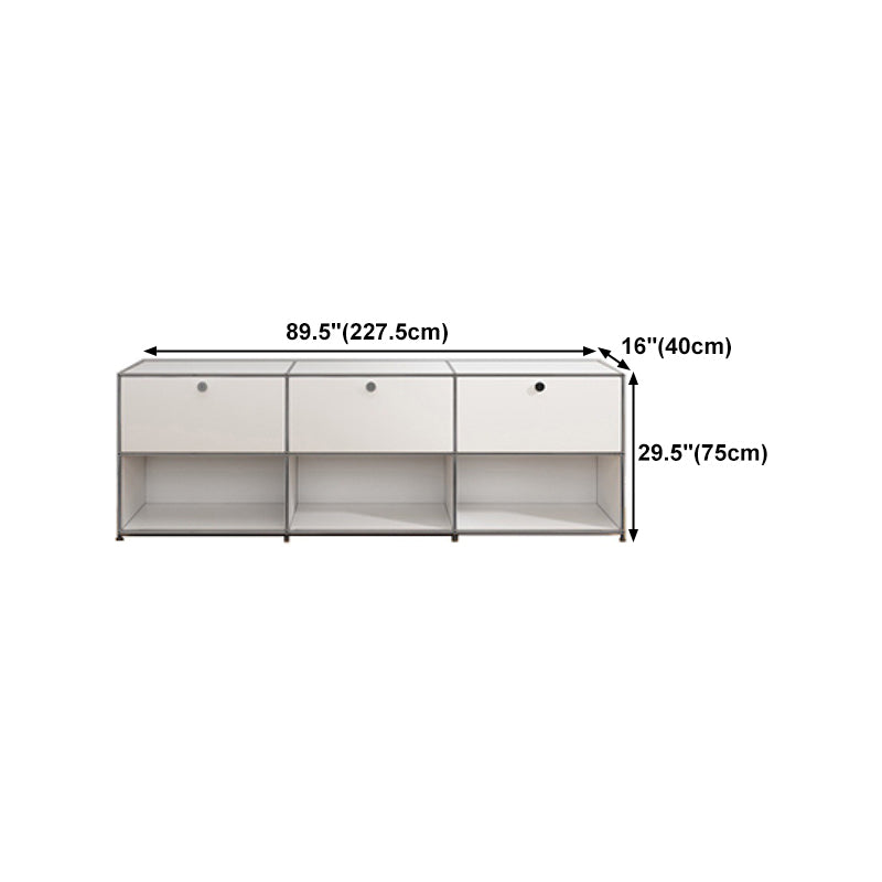 Contemporary White Sideboard Metal Dining Sideboard Table for Living Room