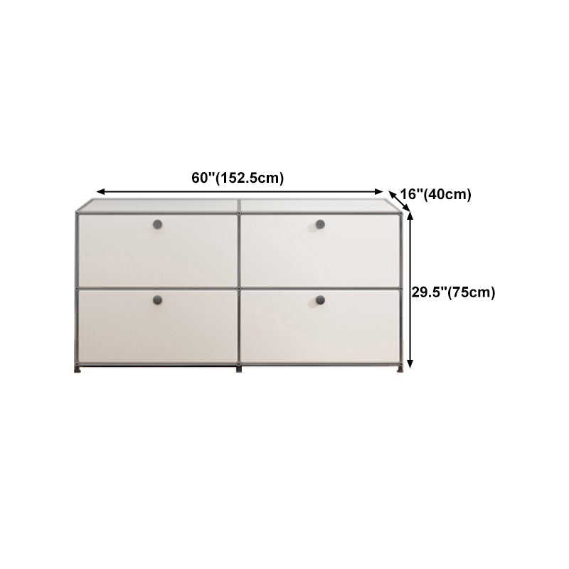 Contemporary White Sideboard Metal Dining Sideboard Table for Living Room