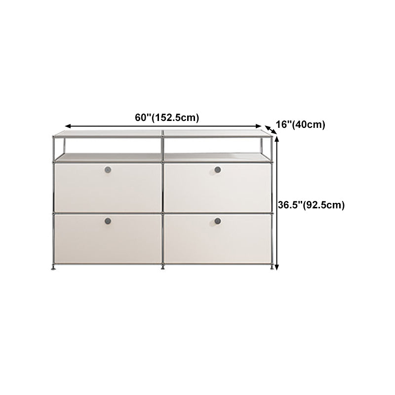 Contemporary White Sideboard Metal Dining Sideboard Table for Living Room