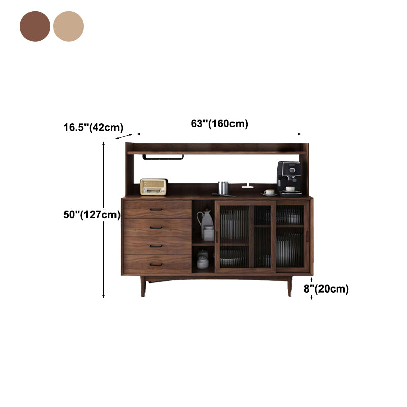 Simplicity Wood Sideboard 4 Drawer 2 Glass Doors Cupboard for Living Room