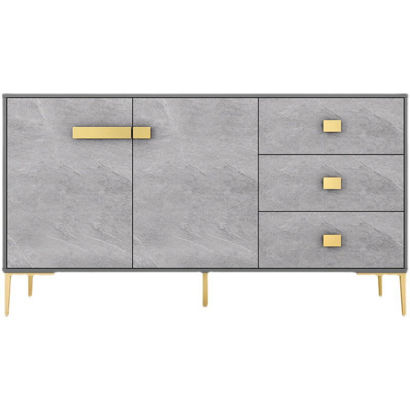 Grey Engineered Wood Sideboard Modern Adjustable Shelving Dining Server for Living Room