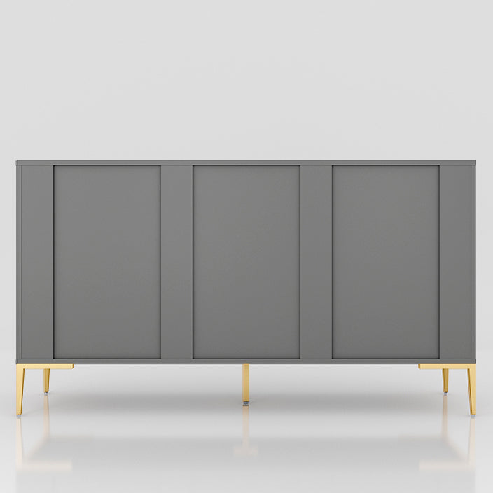 Grey Engineered Wood Sideboard Modern Adjustable Shelving Dining Server for Living Room