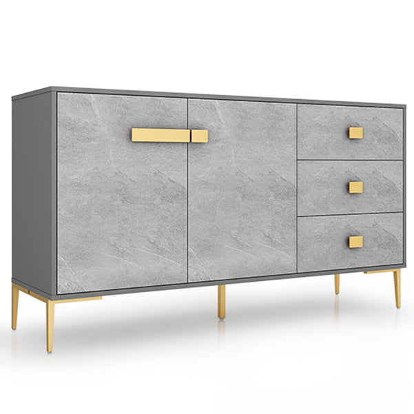 Grey Engineered Wood Sideboard Modern Adjustable Shelving Dining Server for Living Room