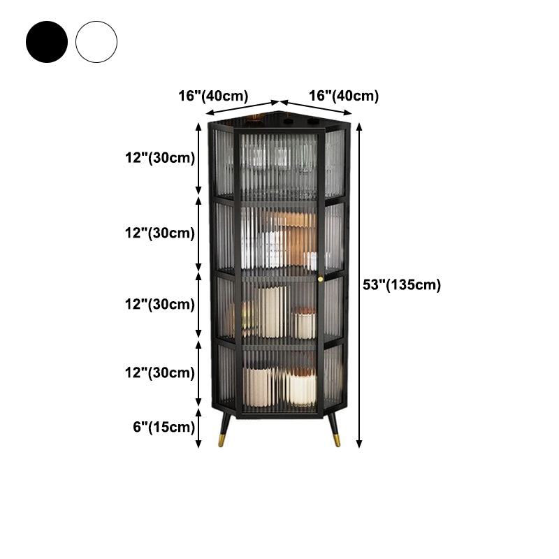 Metal Frame Glass Door Buffet Server Modern Dining Server for Living Room