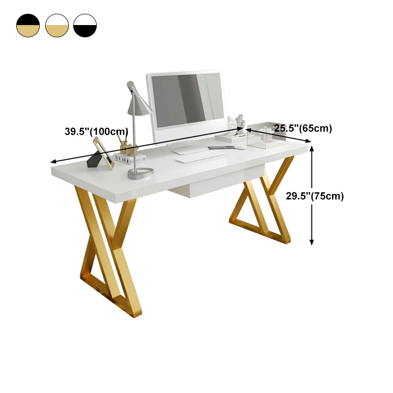 Glam 1-drawer Office Desk Solid Wood Rectangular Desk for Home