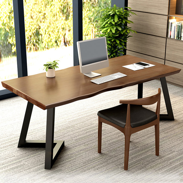 Modern Brown Top Office Desk Solid Wood Writing Desk for Home