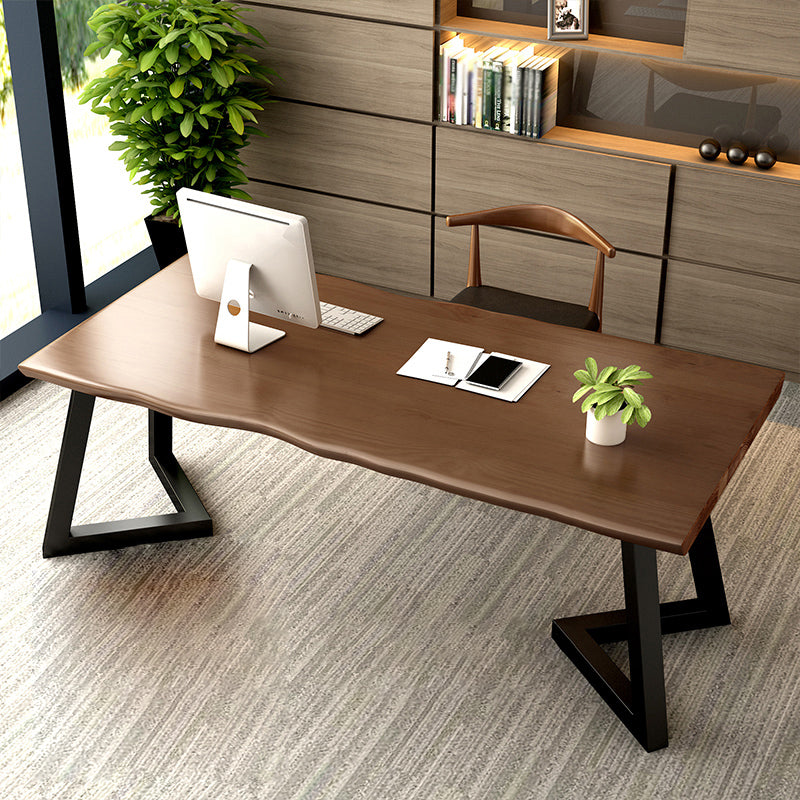 Modern Brown Top Office Desk Solid Wood Writing Desk for Home