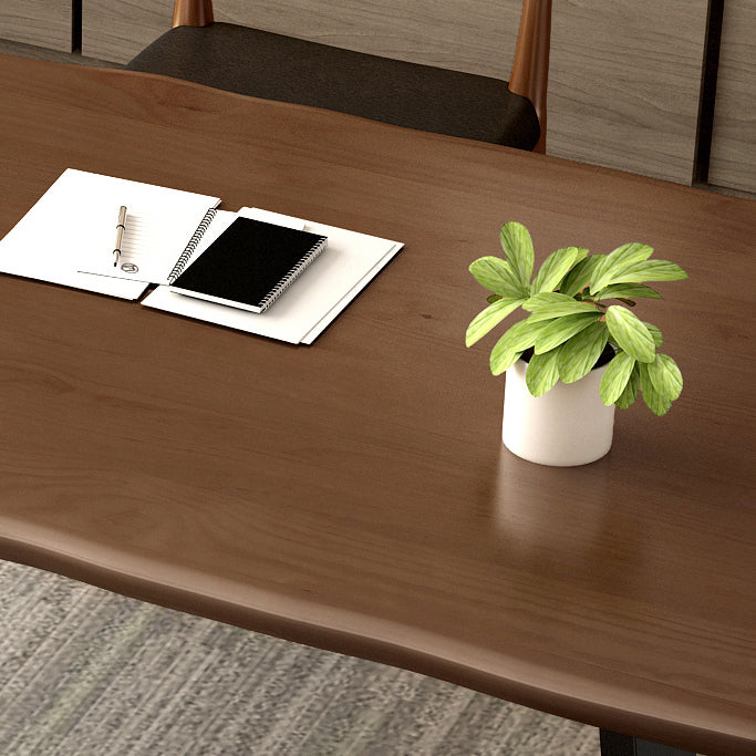 Modern Brown Top Office Desk Solid Wood Writing Desk for Home