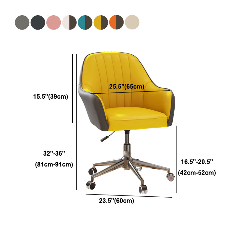 Contemporary Upholstered Arms Desk Chair Height-adjustable Office Chair