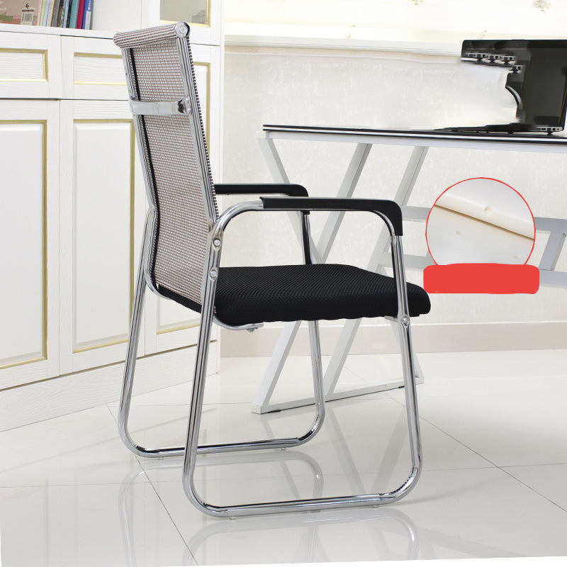 Contemporary Fixed Arms Desk Chair Ergonomic Mid-Back Desk Chair