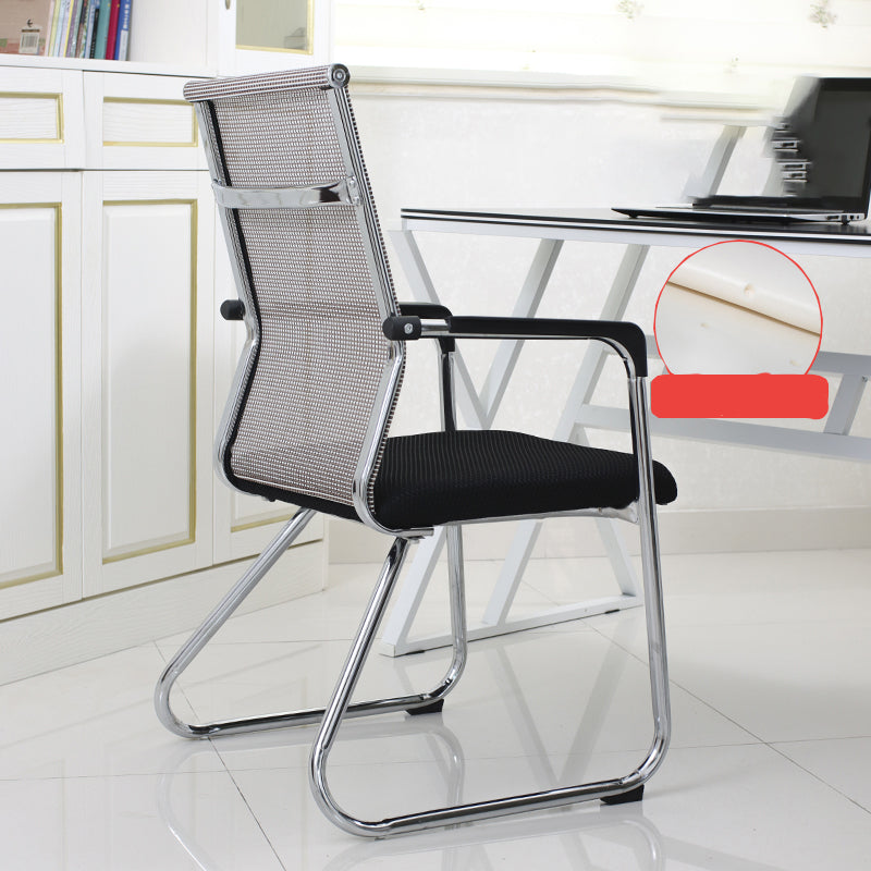 Contemporary Fixed Arms Desk Chair Ergonomic Mid-Back Desk Chair