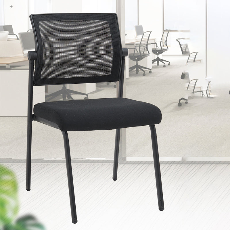 Armless Contemporary Office Chair Metal Frame Cotton Seat Ergonomic Chair