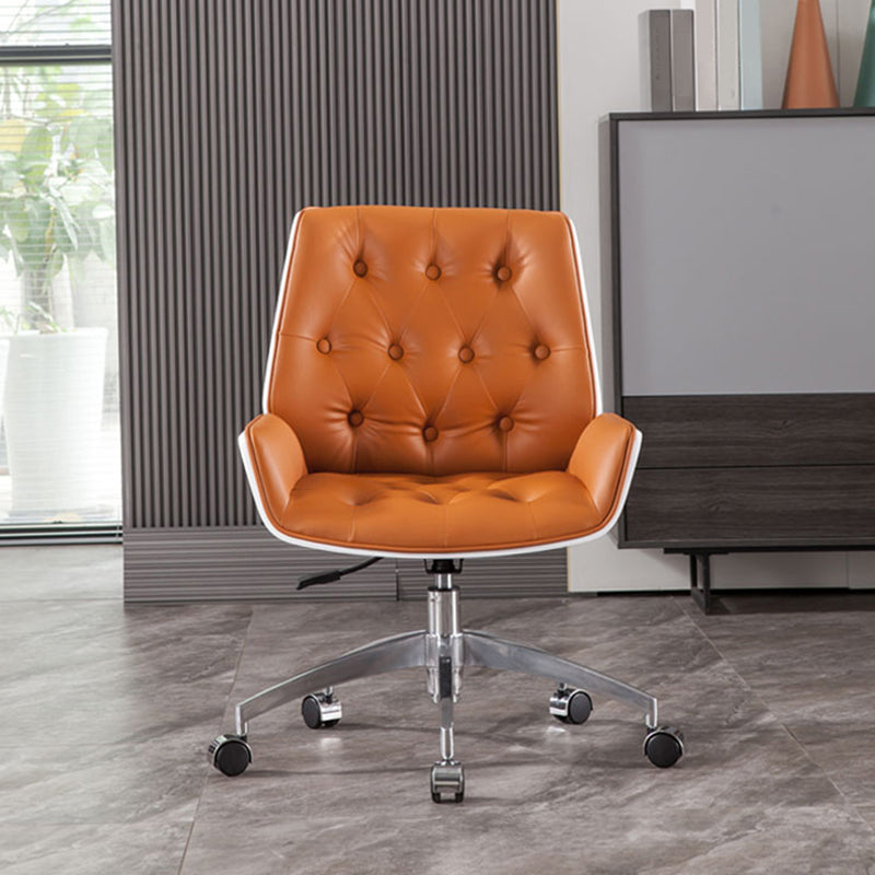 Modern Ergonomic Desk Chair Faux Leather Armless Office Chair