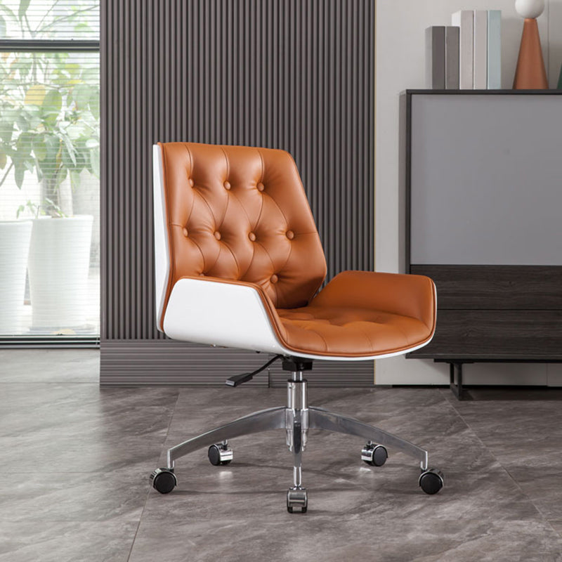 Modern Ergonomic Desk Chair Faux Leather Armless Office Chair