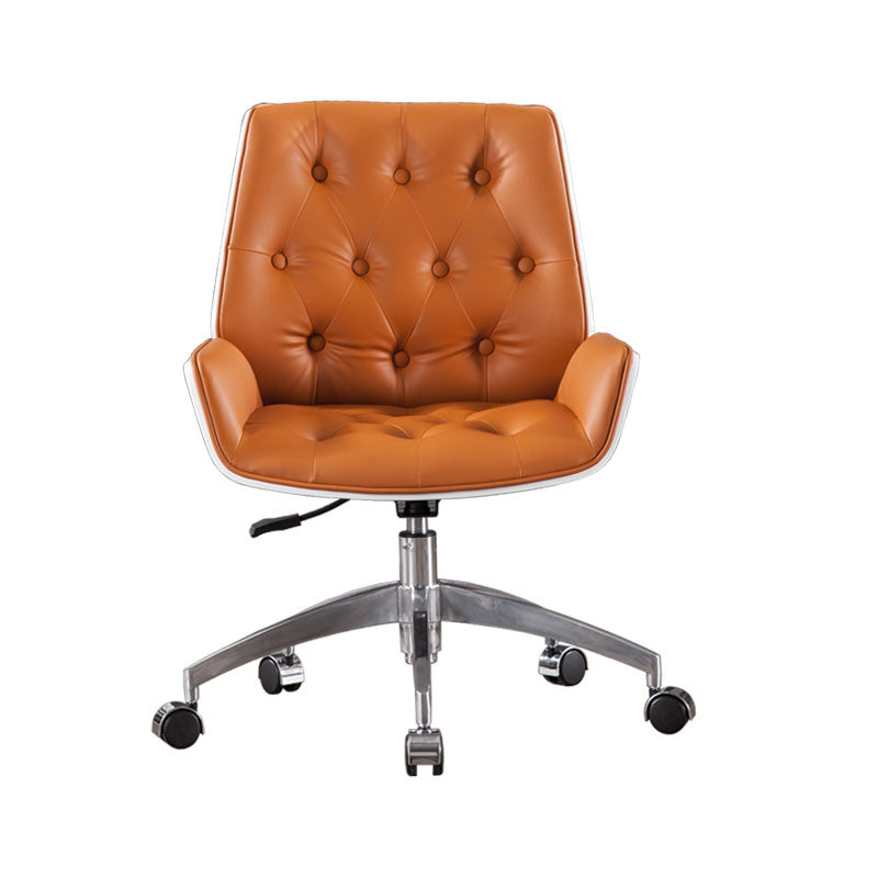 Modern Ergonomic Desk Chair Faux Leather Armless Office Chair