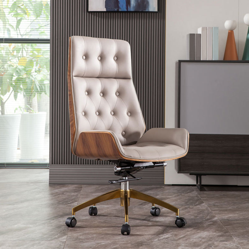 Modern Armless Desk Chair Faux Leather High Back Office Chair