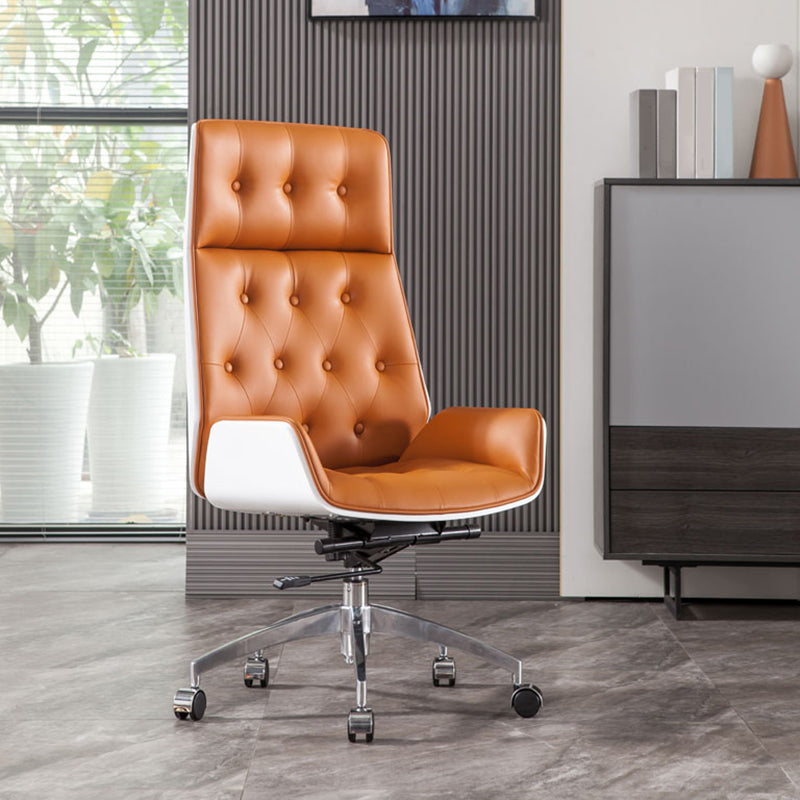 Modern Armless Desk Chair Faux Leather High Back Office Chair