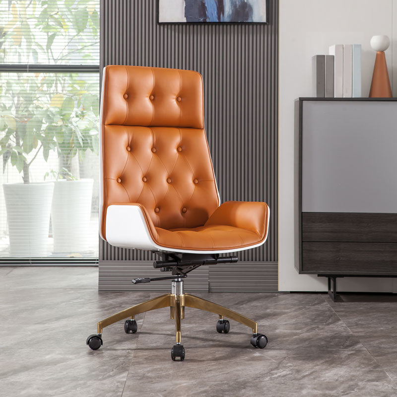 Modern Armless Desk Chair Faux Leather High Back Office Chair