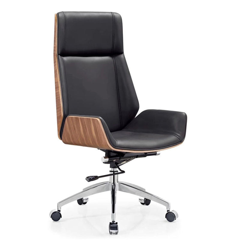 Ergonomic Faux Leather Desk Chair Home Office Swivel Armless Chair