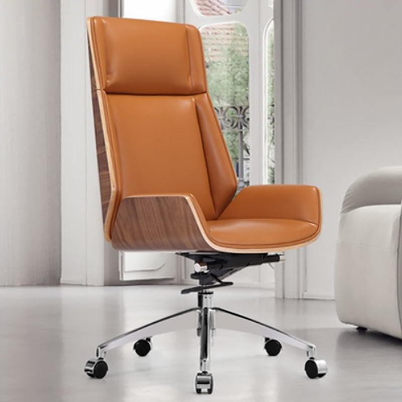 Ergonomic Faux Leather Desk Chair Home Office Swivel Armless Chair