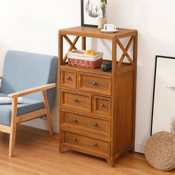 Retro Style Storage Chest Vertical Solid Wood Storage Chest Dresser for Bedroom