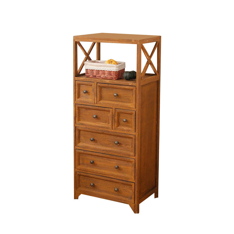 Retro Style Storage Chest Vertical Solid Wood Storage Chest Dresser for Bedroom