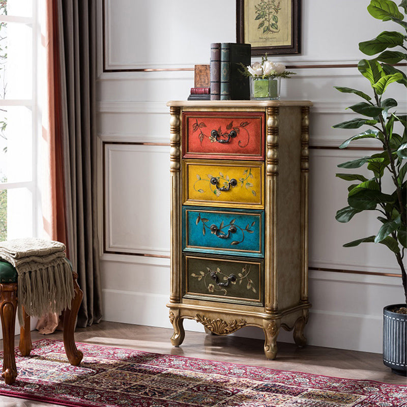 Traditional Style Storage Chest Solid Wood Vertical Lingerie Chest with 3 / 4 Drawers