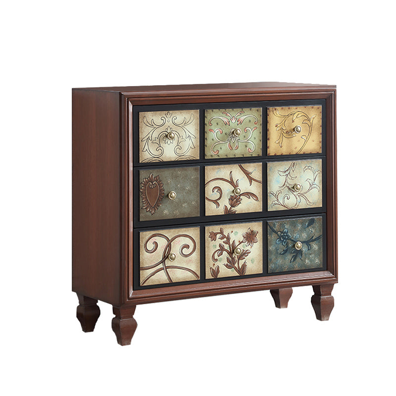 Traditional Style Brown Chest Solid Wood Storage Chest Dresser with Multi Drawers