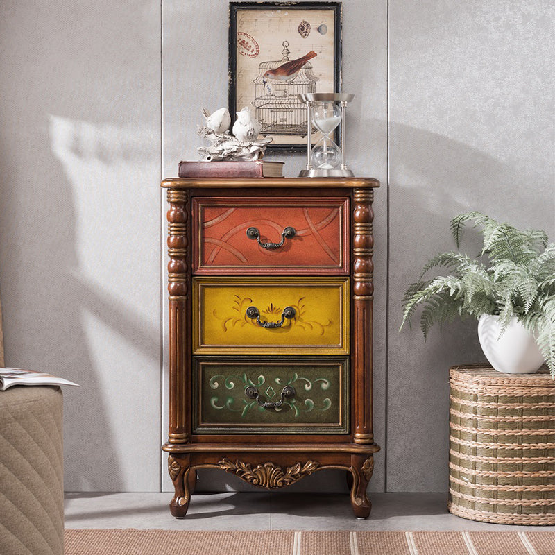 Traditional Style Brown Chest Solid Wood Vertical Lingerie Chest with 3 / 4 Drawers