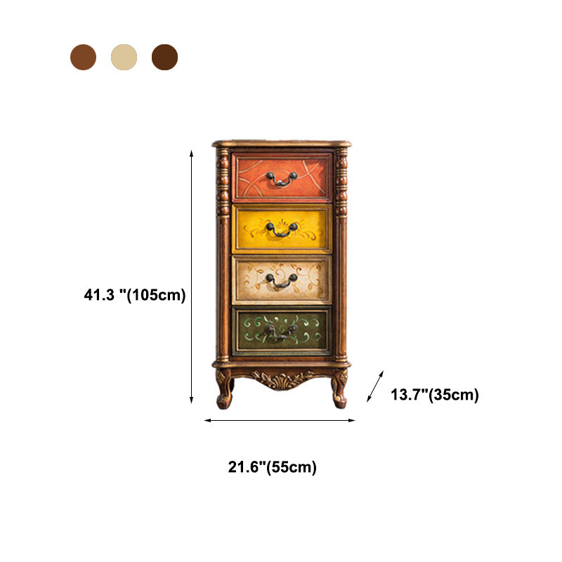 Traditional Style Brown Chest Solid Wood Vertical Lingerie Chest with 3 / 4 Drawers