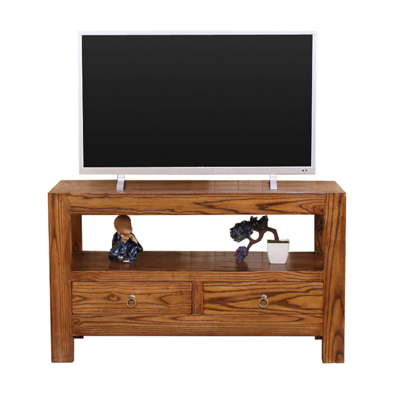 Contemporary Style TV Stand Elm Wood TV Cabinet with Drawers