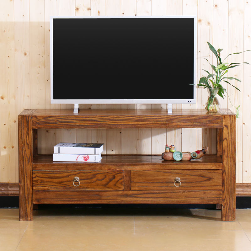 Contemporary Style TV Stand Elm Wood TV Cabinet with Drawers