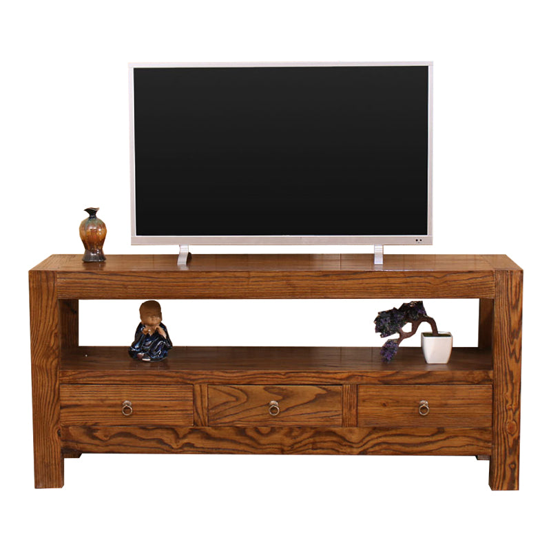 Contemporary Style TV Stand Elm Wood TV Cabinet with Drawers