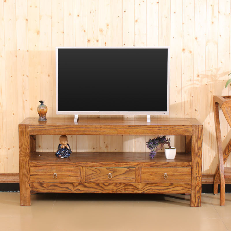 Contemporary Style TV Stand Elm Wood TV Cabinet with Drawers