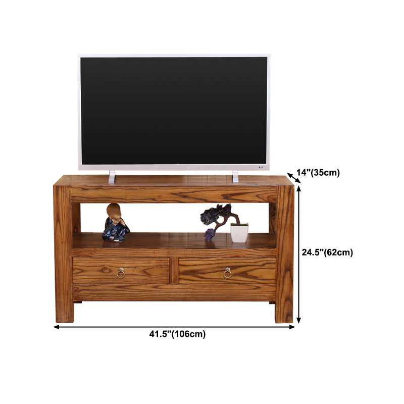 Contemporary Style TV Stand Elm Wood TV Cabinet with Drawers